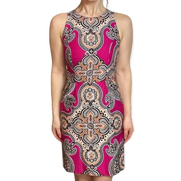 Moulinette Soeurs Dress Womens 6 Giedi Pink Medallion Cocktail Party Shift - Picture 2 of 11